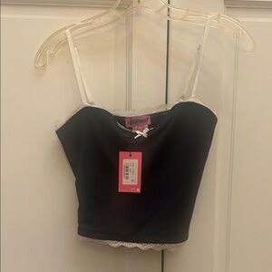 Black Camisole with Lace Trim